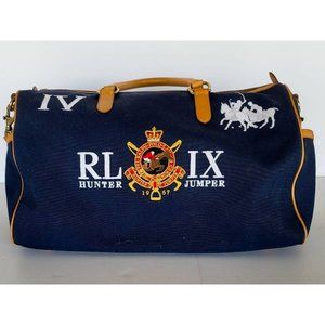 Ralph Lauren Duffle Hunter Jumper Navy Blue Canvas Weekend/Travel Bag